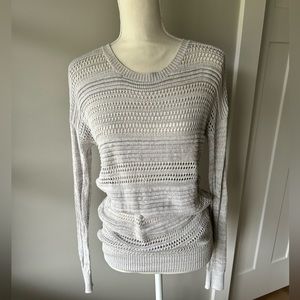 Loft light gray crochet sweater-size S